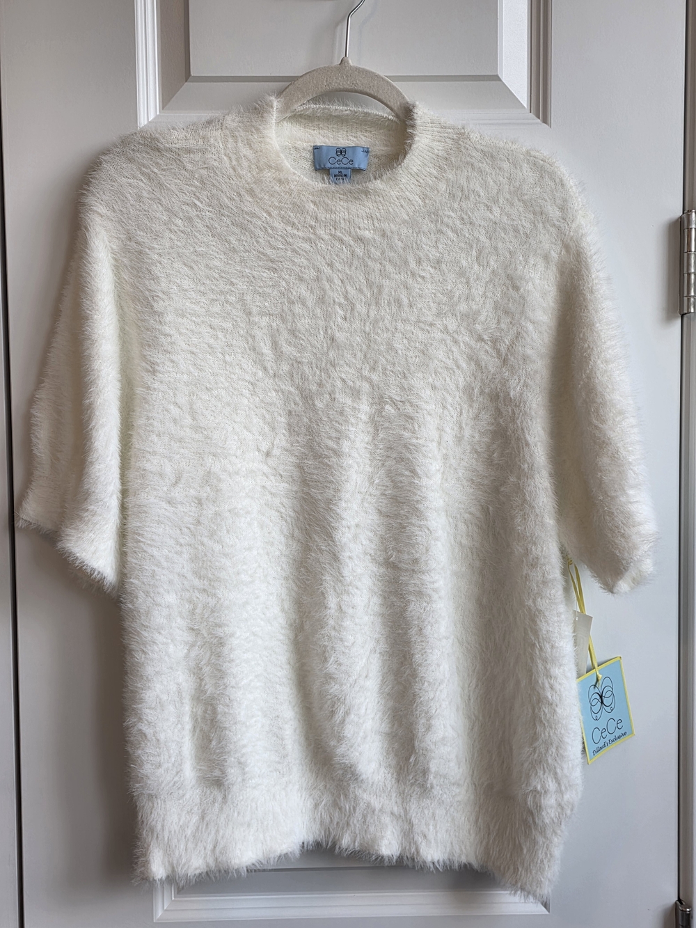 CeCe Dillard’s Exclusive Short Sleeve Sweater XL Ivory NWT